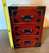 Vintage Japanese Wooden Small Tansu Chest Drawer Cabinet Box H:7.6in picture