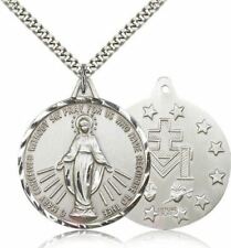 Sterling Silver Miraculous Pendant Medal, 1 3/8 Inch picture