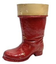 Vintage Christmas Candy Container Rare  1940s 8” Paper Mache Santa Red Boot picture