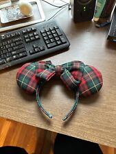 OOAK Disney Red Plaid Minnie Mouse  Ears Headband Christmas picture
