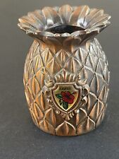 Vintage Toothpick Holder Pineapple Hawaiian Souvenir  2” Tall Heavy Copper tone picture