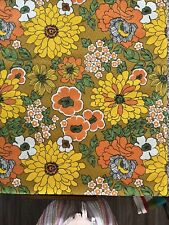 Rare 60s Flower Power Barkcloth 100% Glass Fiber Hippie Upholstery Fabric By YRD picture