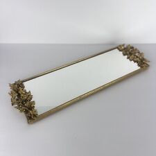 Vintage Vanity Mirror Gold Maple Leaves Dresser 18in picture