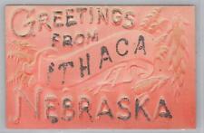 Postcard Greetings From Ithaca Nebraska Raised Embossed Glitter Mica F. M. Downs picture