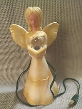 Vintage Hard Plastic Blow Mold Angel Christmas Deco Lighted 10” Tall picture