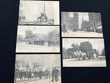 5 Vintage Postcards - 1905 New York Fireman Firehouse - Insurance Series picture