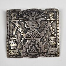 Peru 900 Silver Pin Badge Brooch Vintage Inca Aztec Peruvian picture