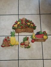 Homco~Home Decor Fruit Baskets Wall Hanging Plastic Resin~1978~ Lot Of 4 VTG picture