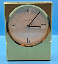 Vintage 1989 Tiffany & Co Swiss Brass Quartz Mantle Clock WORKING NEW BATTERY picture