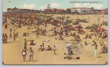 Scene On The Beach Wildwood New Jersey Vintage Linen Postcard c1941 picture