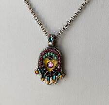Hamsa Pendant Necklace Good Luck Handmade Swarovski Crystals and Beads by Adaya picture