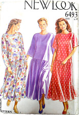 90s NEW LOOK 6493 SIZES 8-20 MISSES DROPPED WAIST DRESS UC/FF picture