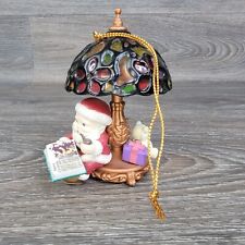 Santa & Tiffany Look Lamp Christmas Ornament by Lustre Fame 1995 3.5