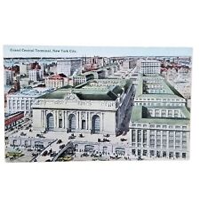 Grand Central Terminal NY New York City Station Postcard Vtg Horse Wagon Buggy picture