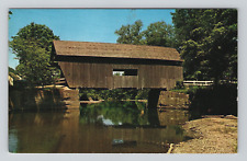 Postcard Warren Vermont Covered Bridge Mad River Scenic Country Road View VT picture