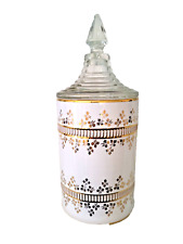 VTG white canister apothecary jar European style gold detail Italy porcelain picture