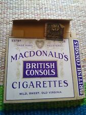 British Consols Cigarettes Empty Pack 1915, WWI Cardboard.  picture
