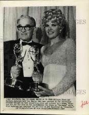 1968 Press Photo Hollywood stars Milburn Stone & Barbara Anderson hold Emmy's picture
