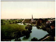 England. Stratford-on-Avon. View from Theatre Tower. Vintage Photochrome by P. picture