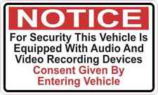 5 x 3 Audio And Video Recording Consent Sticker Car Truck Vehicle Bumper Decal picture