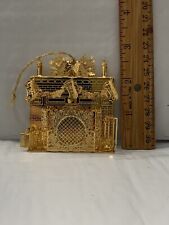 Danbury Mint gold plated Fireplace Christmas Tree Ornament Collectible 2005 picture