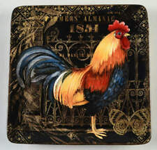 Certified International Gilded Rooster Square Dinner Plate 11441229 picture