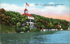 postcard Burlington, Wisconsin - Shore Line, Liggett Antlers, Browns Lake resort picture