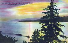 Sunset From Prospect Point Stanley Park Vancouver Canada Linen UNP Postcard picture
