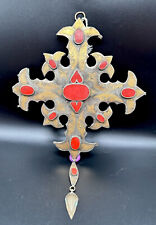 Huge Turkmen Silver Gold Plated Unique Necklace With Red Coral Stone picture