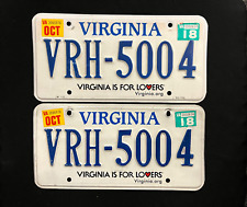 2018 Virginia License Plate Pair VRH-5004 ......... VIRGINIA IS FOR LOVERS picture