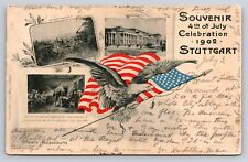 Postcard Stuttgart Germany American Flag Patriotic 1902 4th Of July Eagle AT14 picture