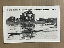 Postcard RPPC Kotzebue AK Alaska Kayak Boat Races Inuit Eskimo Fourth of July picture