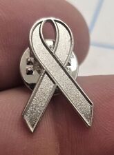 VTG Lapel Pinback Hat Pin All Silver Tone Awareness Support Ribbon  picture