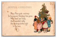 Vintage Early 1900's Postcard Joyful Christmas Poem Tree with Children UNPOSTED picture