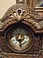 Antique Cast Iron Gilt 1885 Architectural Figural Building Mantle Clock  picture