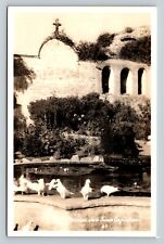 c1940s RPPC Mission San Juan Capistrano Birds By Fountain VINTAGE Postcard EKC picture