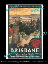 OLD 8x6 HISTORIC PHOTO OF QUEENSLAND TOURISM KODAK POSTER VISIT BRISBANE 1940 picture