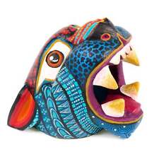 Small Jaguar Head (Blue) - Oaxacan Alebrije Wood Carving picture