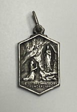 Vintage Lady of Lourdes Holy Grotto of Lourdes Catholic Medal Charm Pendant picture