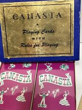Vtg CANASTA Playing Cards W Rules 1950  Mexican Fiesta Design Sealed NOS picture