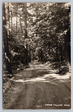 Postcard MI RPPC Cross Village Dirt Road Emmet County Real Photo Vintage B5 picture