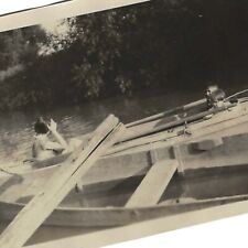 Vintage Snapshot Photo Faceless Woman Covering Face In Boat Fourth Of July 1925 picture