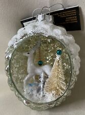 Robert Stanley Christmas Snow Deer Pinecone Tree Scene Ornament Holiday NEW picture