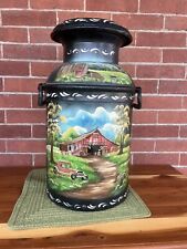 Antique Hand Painted Metal Milk Dairy Jug Container Antiques Barn Auction Today picture