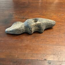 Primitive Carved Stone Alligator Effigy Pipe picture