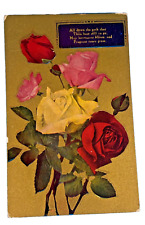 1900 Flowers Postcard Antique Embossed  VG/F WITH A STAMP picture