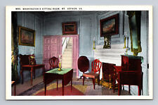 Mrs Washingtons Sitting Room Mt Vernon VA Tichnor White Border Unposted Postcard picture