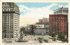 c1925 Pontchartrain Hotel Hammond Building Trolleys People Detroit MI  P378 picture