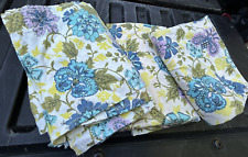 Vtg 50s/60s kitchen curtains soft blue green lilac floral shabby cottage style picture