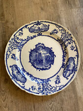 Brown Westhead Moore Cauldon England Delftland Blue & White Ship Dinner Plate  picture